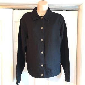 NWT Talbots black IRISH LINEN Button Down shirt M
